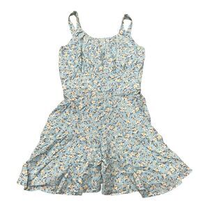 Ava & Yelly Blue Floral Tween Emma Bodice Cascading Romper 14